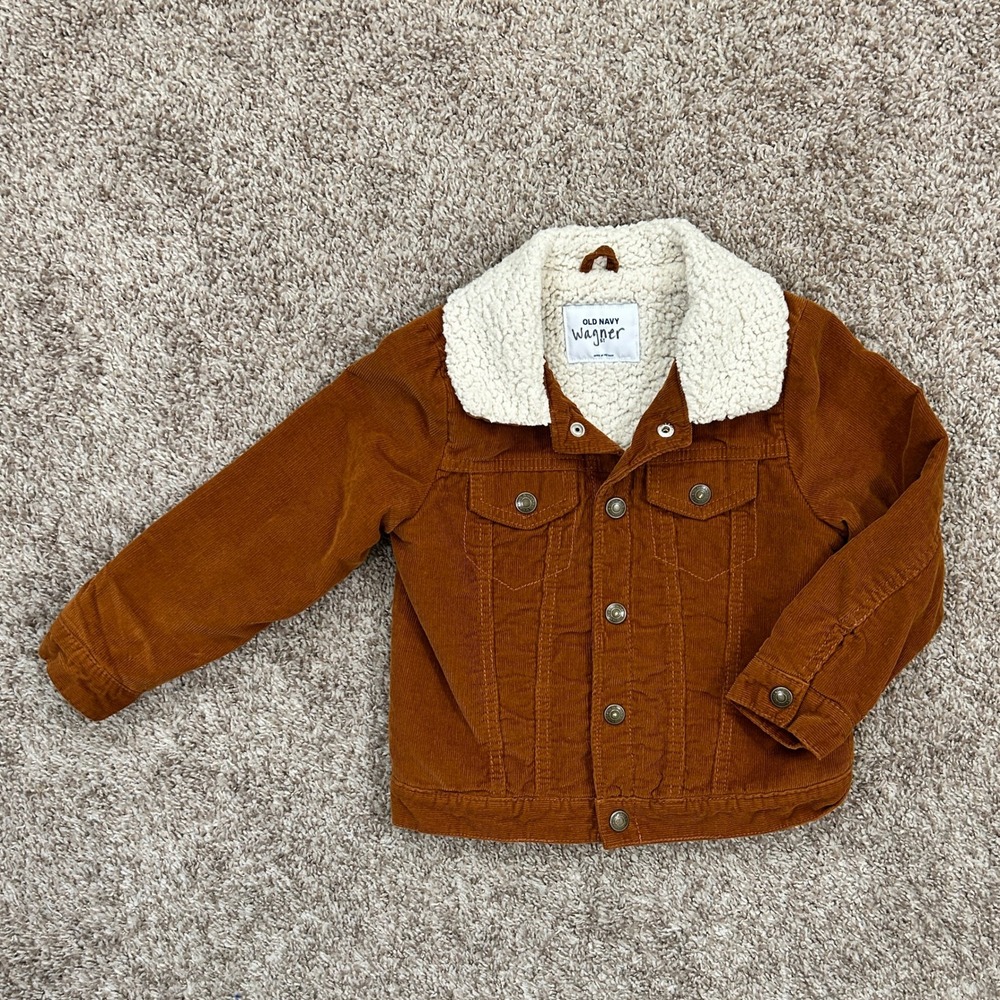 Old Navy Kids Corduroy Sherpa Lined Trucker Jacket I Rust I Size‎ 5T